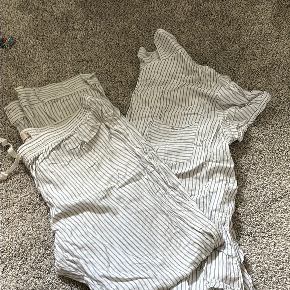 UGG White and Black Striped Pajama Set